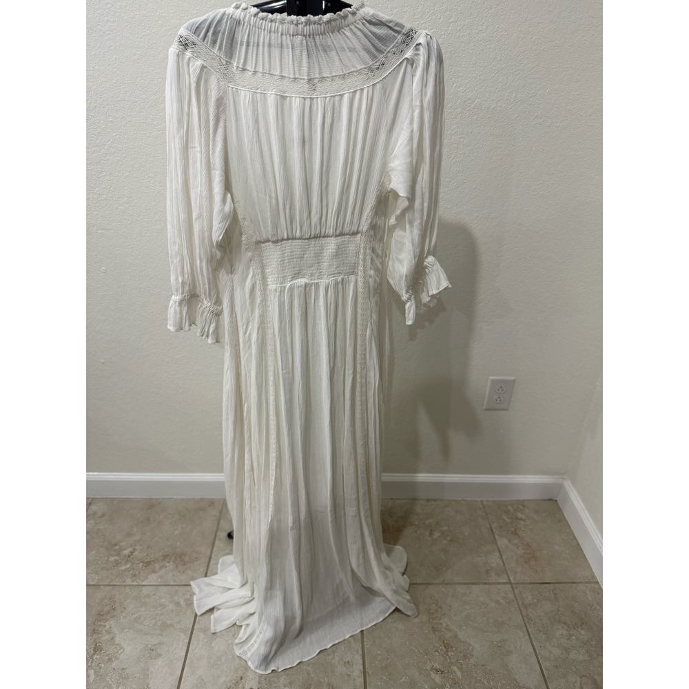 NWOT Free People Magdalia Gauze Maxi Dress Boho Gypsy Size L Fairycore Etherial - Picture 4 of 7